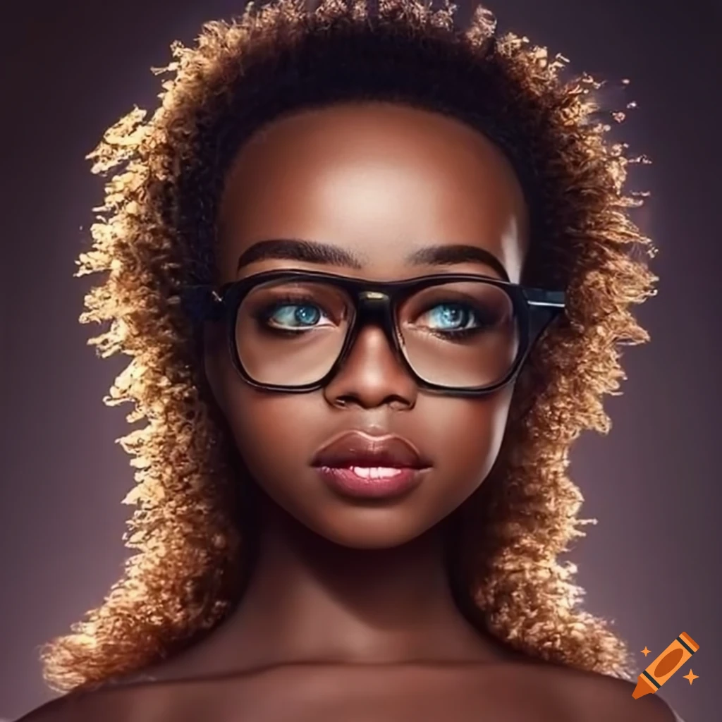 Ebony girl with light skin and glasses