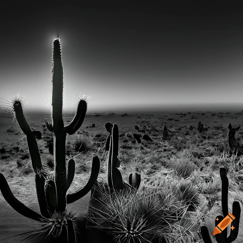 desert with various cacti at night, moonlight and fog, high contrast, photorealistic, ultra realistic, ultra intricate, ultra detailed, ultra sharpness, high quality, high definition, elegant composition