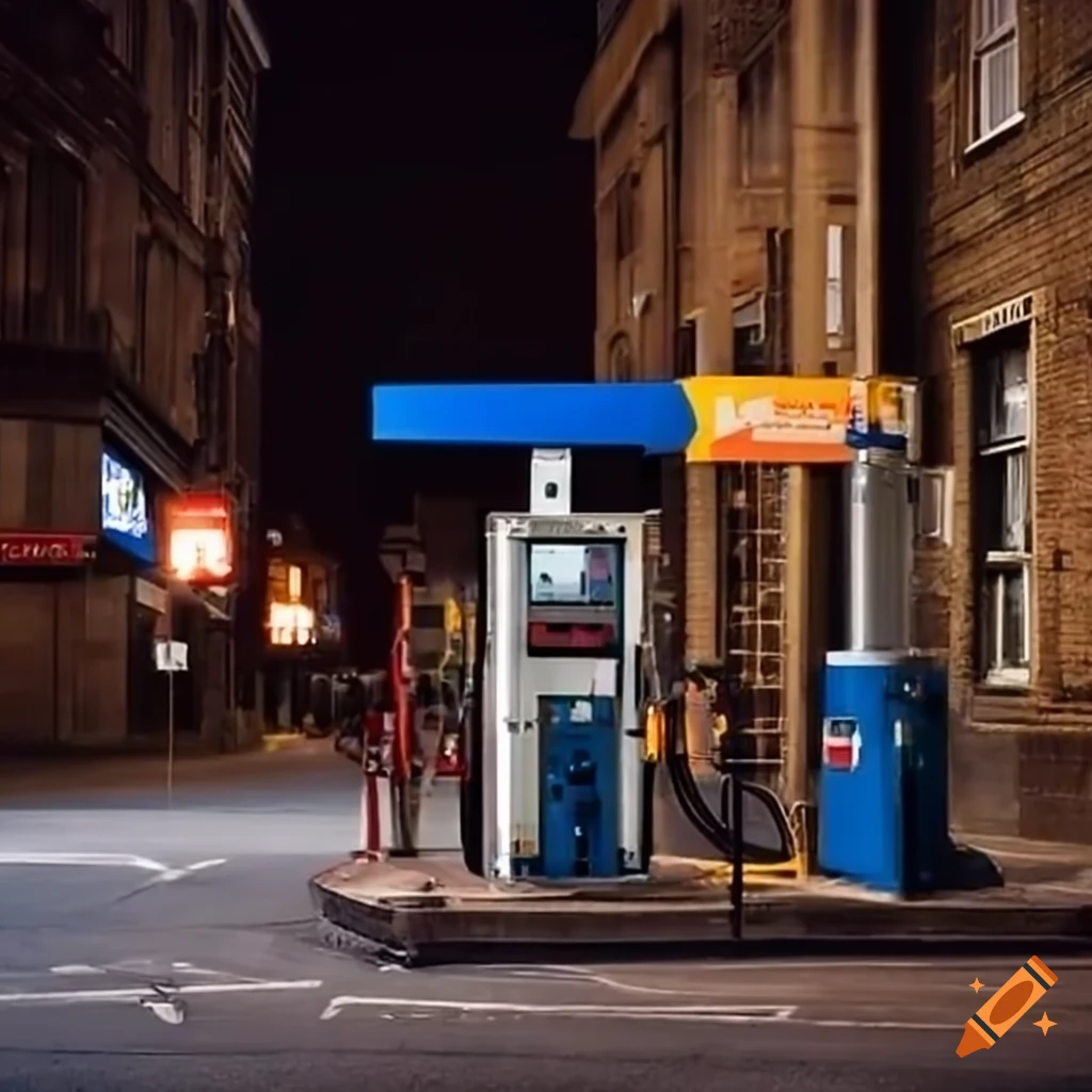A gas station on the corner of a busy street