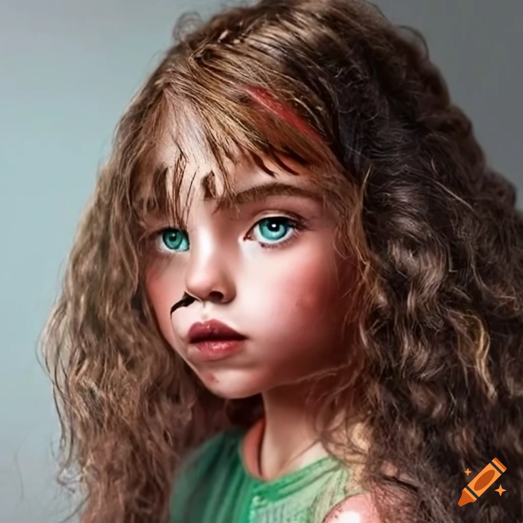 Lanaé est une jeune fille de 8 ans avec des cheveux bouclés bruns qui encadrent son visage. ses