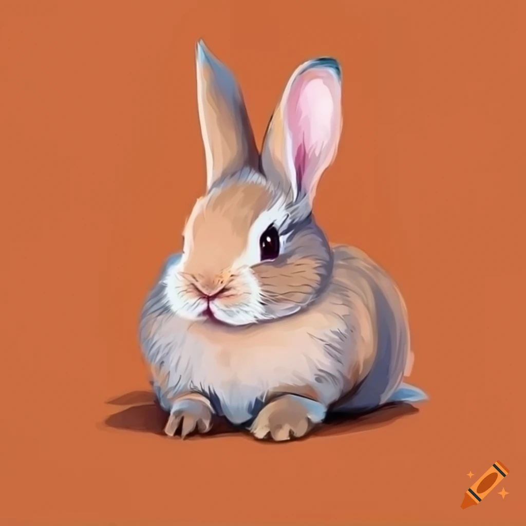 Cute rabbit on a orange background