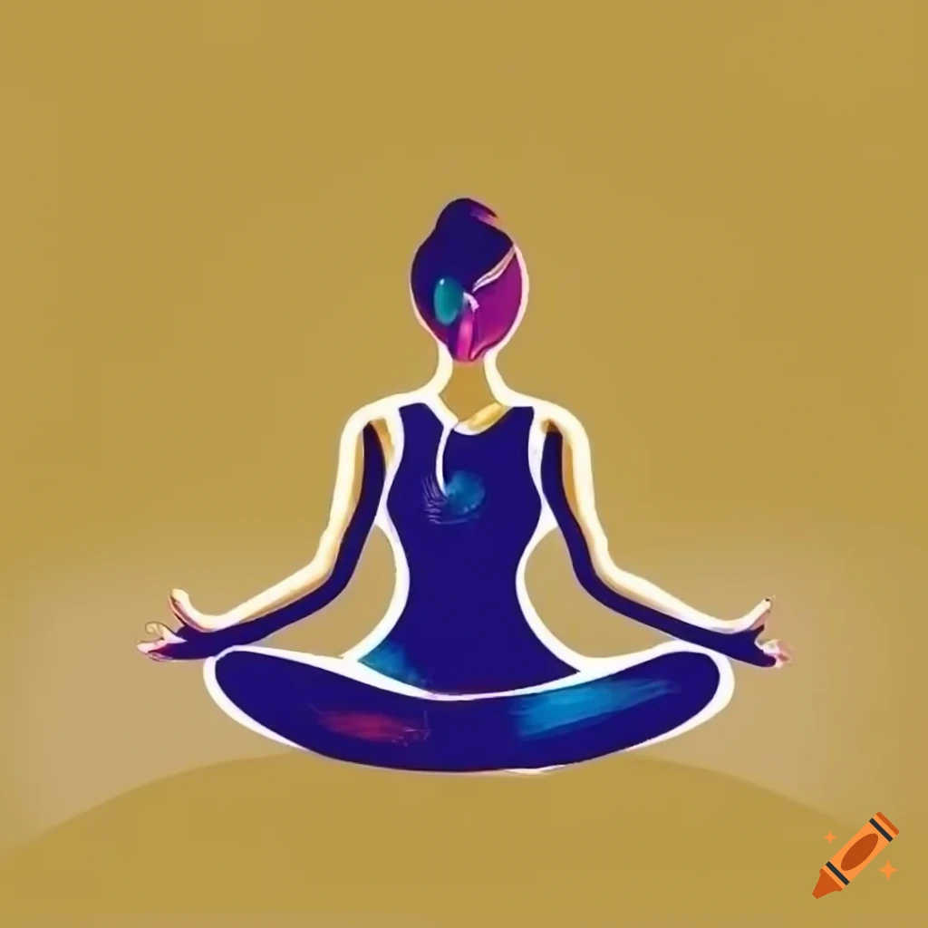 Logo of a woman practicing yoga in meditation pose with vibrant color  scheme on Craiyon