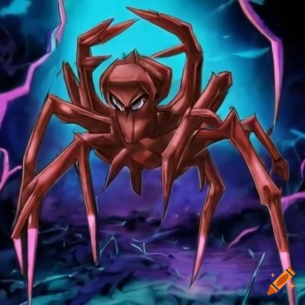 Yugioh card art, basic spider on Craiyon