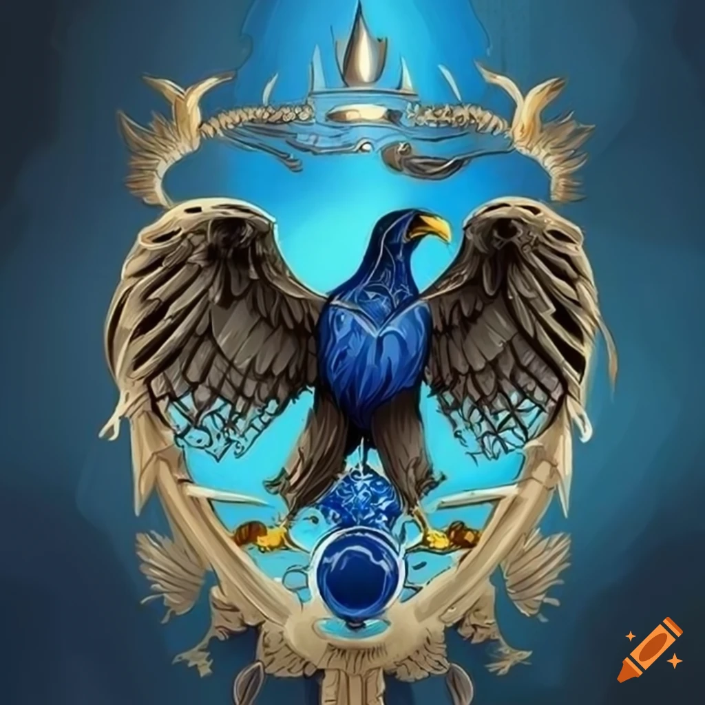 Ravenclaw crest with eagle and hogwarts castle