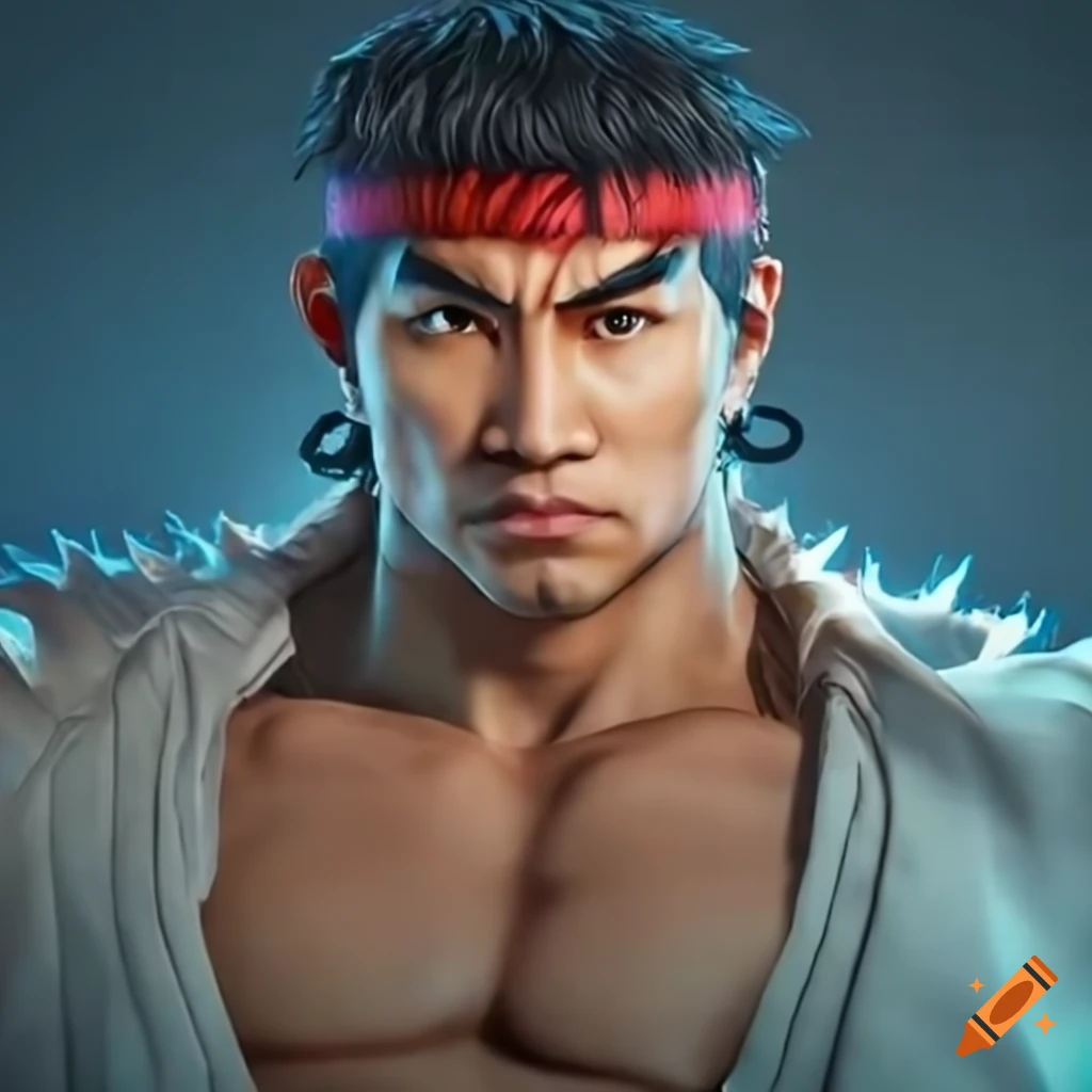 Simu liu posing as ryu from street fighter high resolution photo realistic