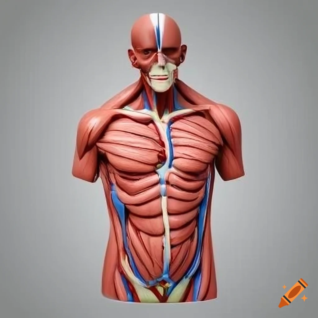 Human chest anatomy muscle model for medical studies on Craiyon