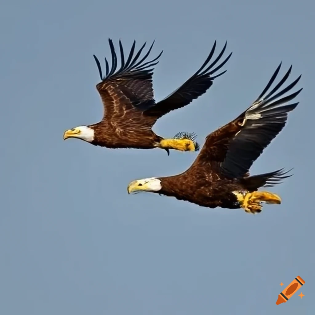 Flight of two eagles on Craiyon