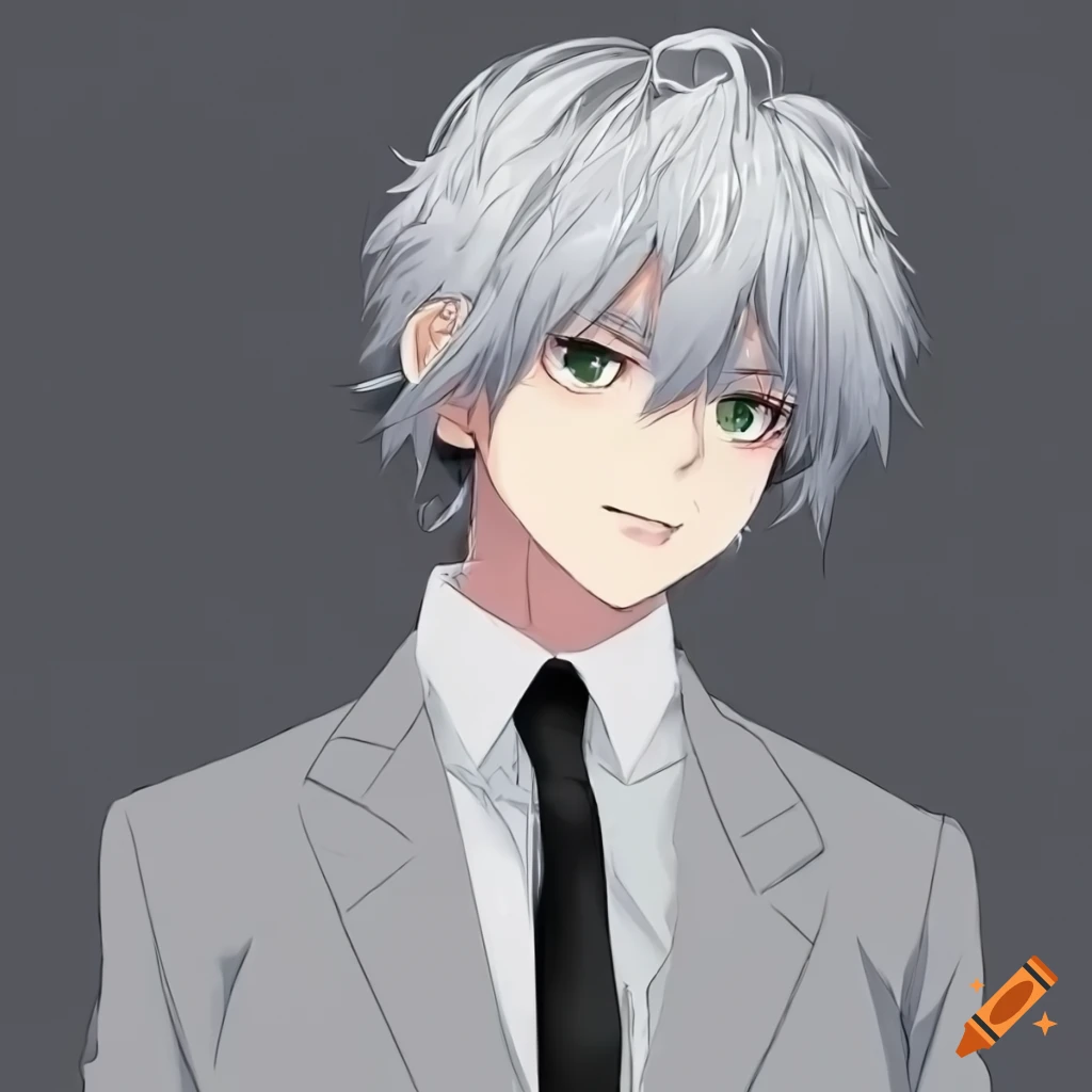 Anime avatar with white hair and mullet hairstyle on Craiyon