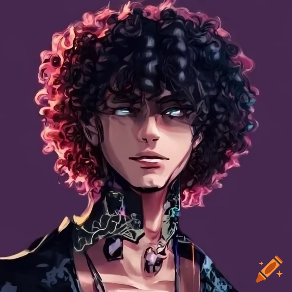 Anime character with curly hair