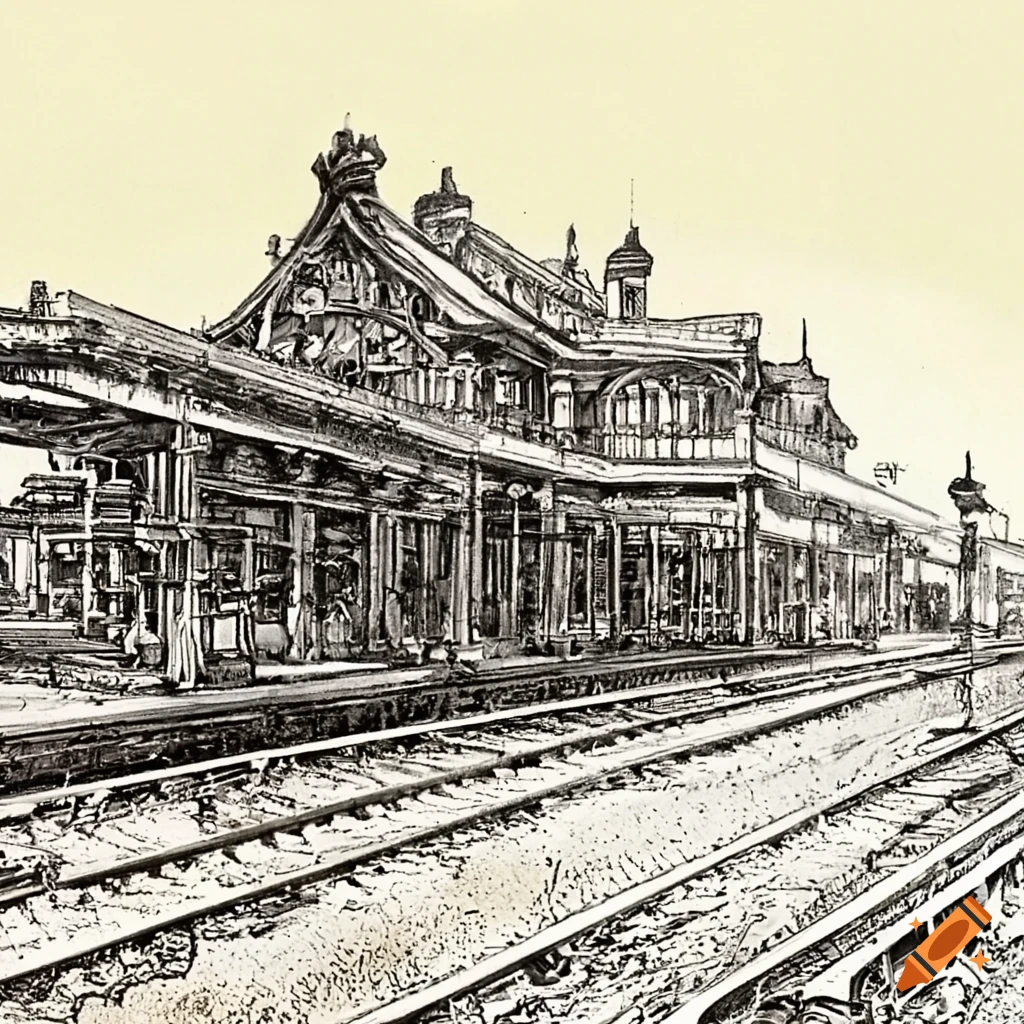railway station drawing