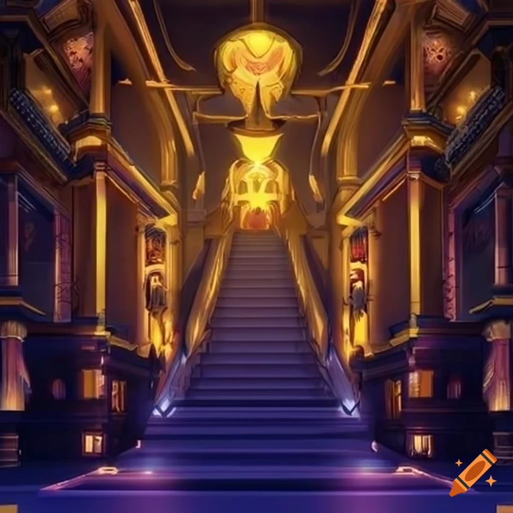 Background material for anime - grand staircase... - Stock Illustration  [106070469] - PIXTA