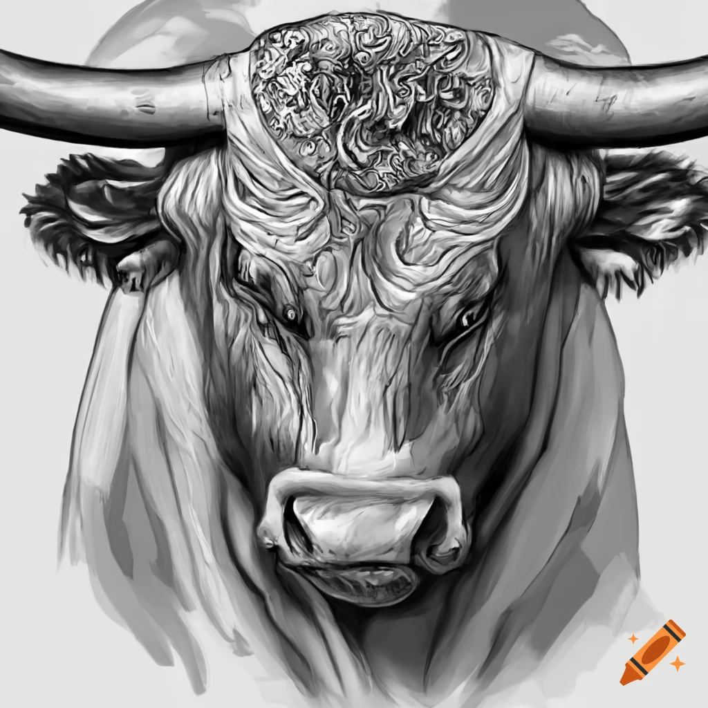 Funny head bull drawing brown Royalty Free Vector Image