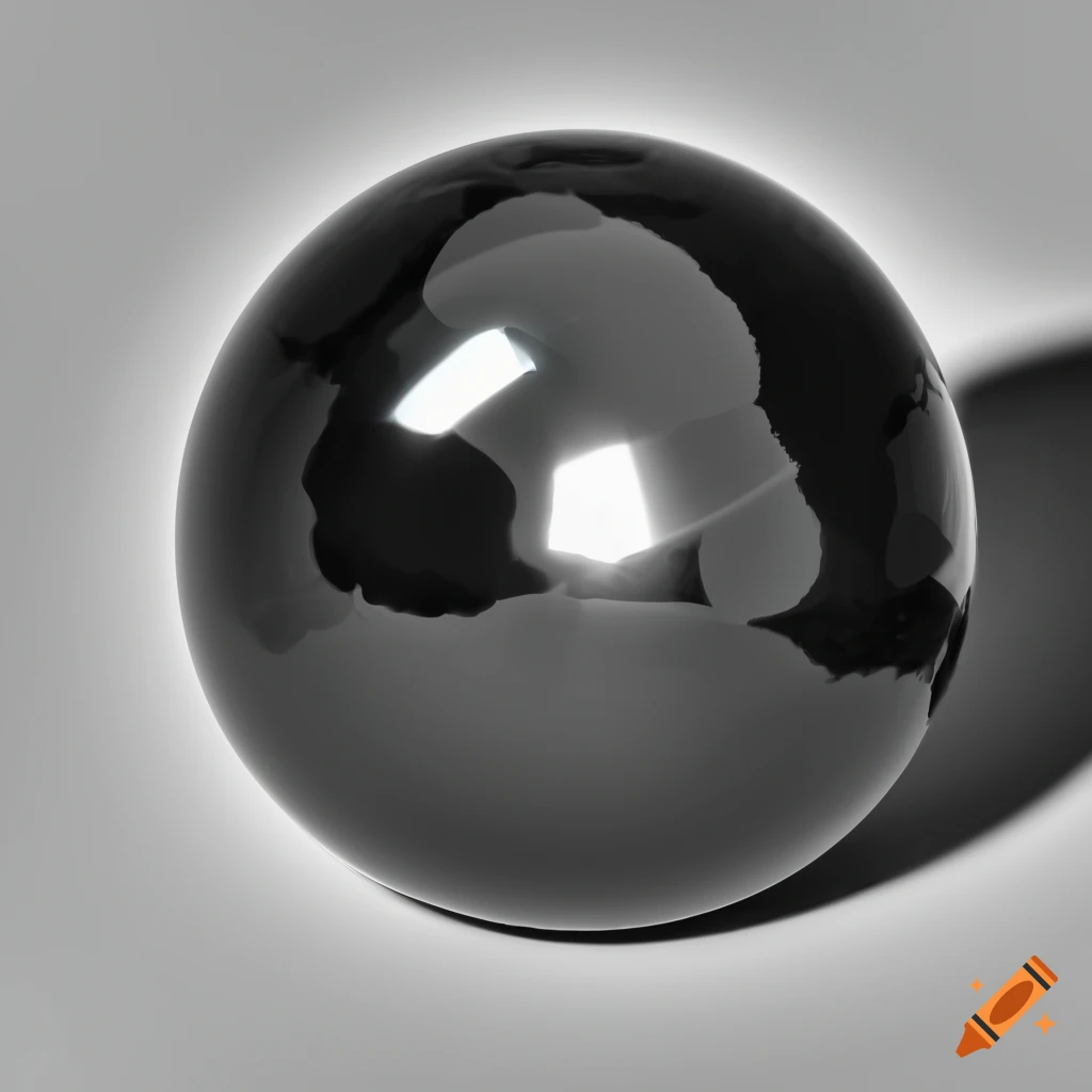 Shiny reflective black sphere, white background on Craiyon