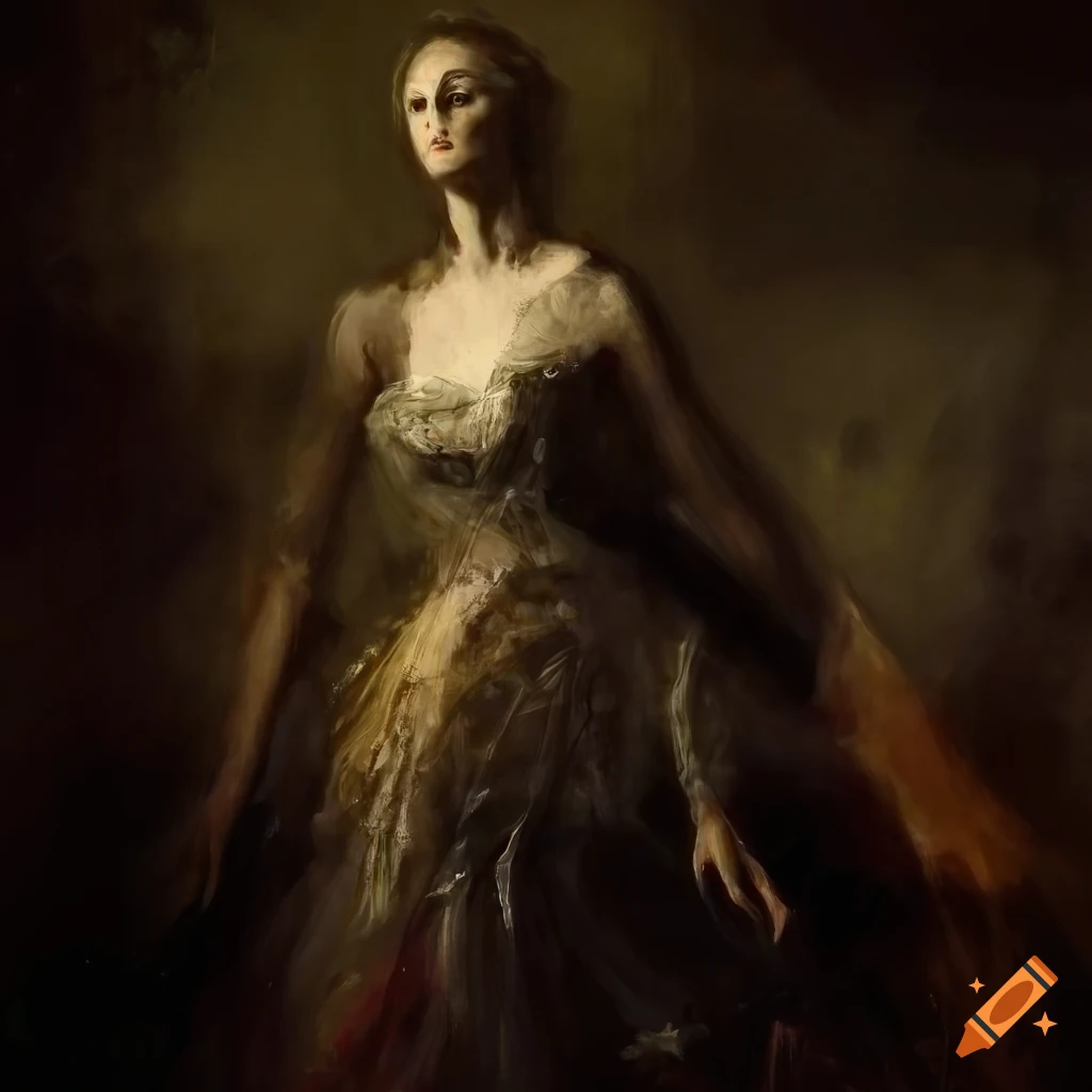 Artist christopher shy. dark romantic painting of a dancer. visible