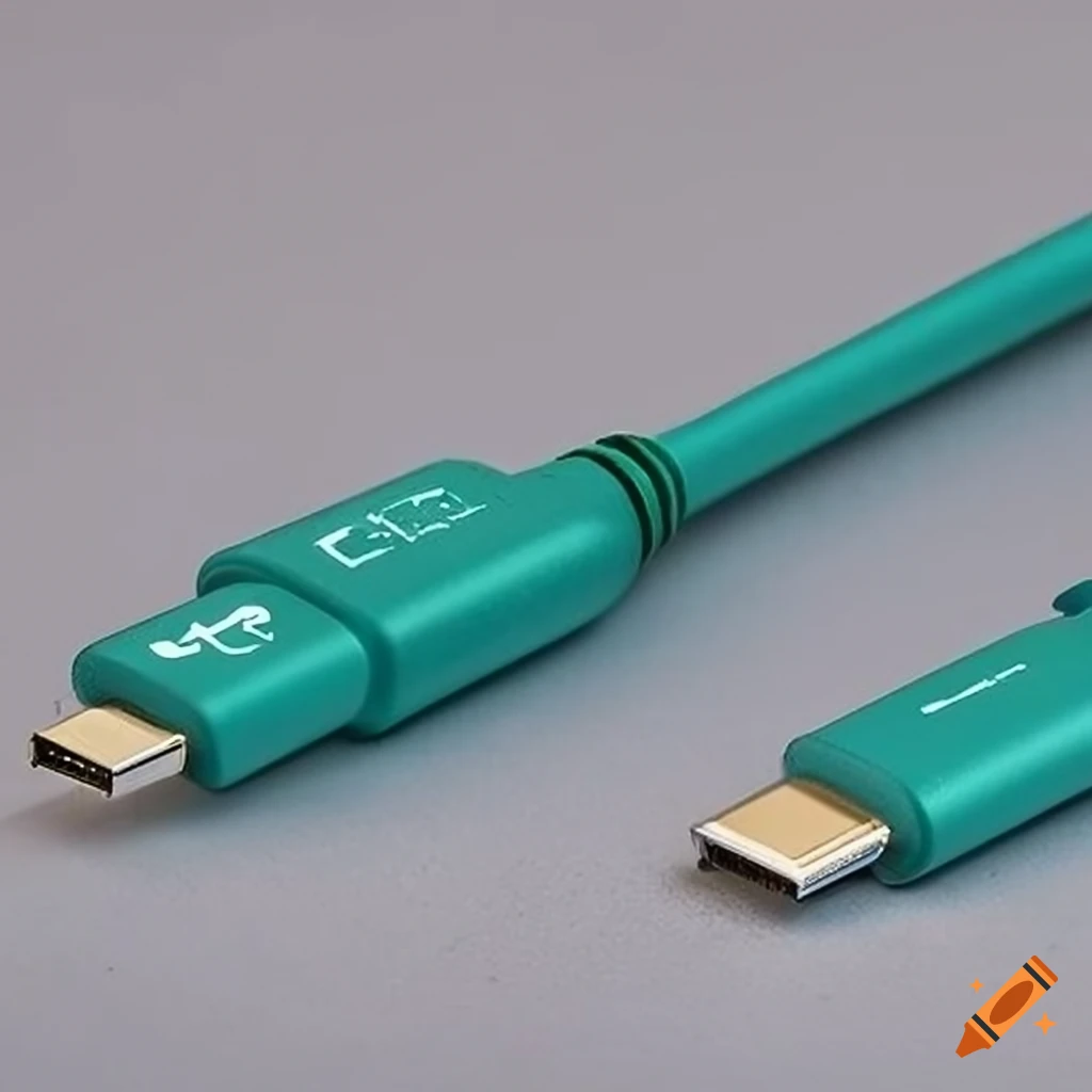 Turquoise green triangle usb-c to usb-c cable on Craiyon