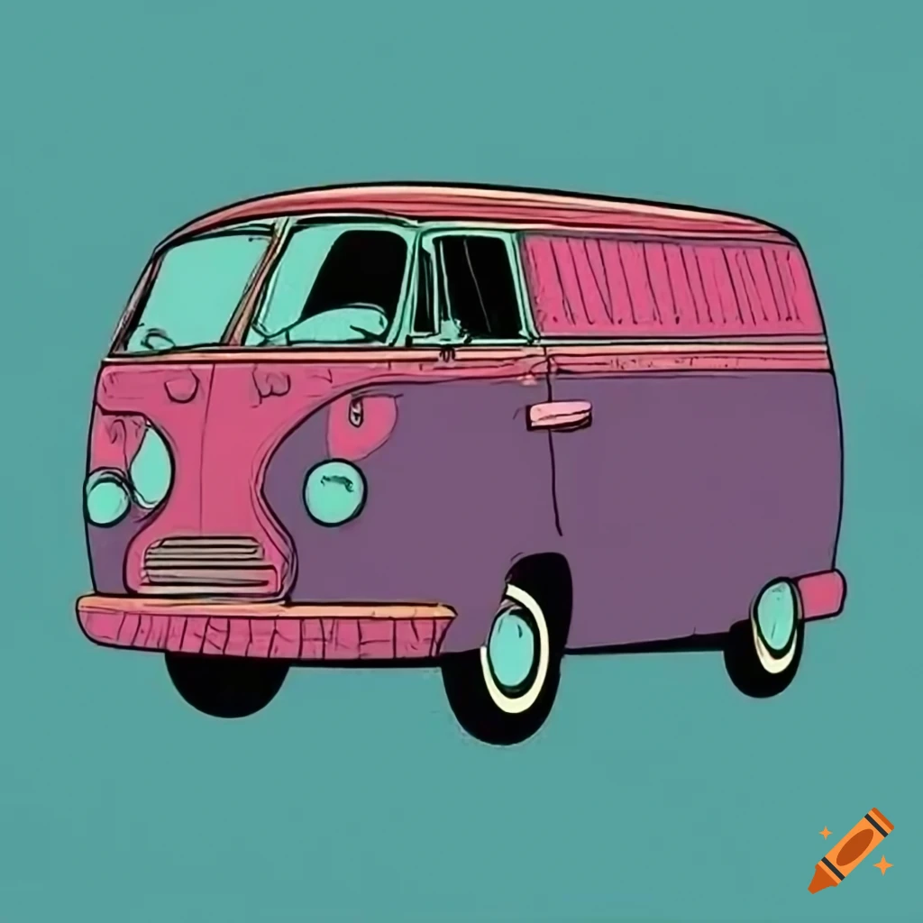 Vintage van in a pop art style