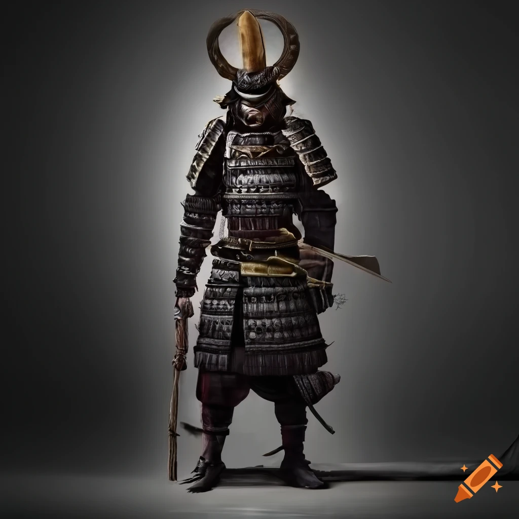 Japanese samurai warrior, full body, dark background, fantasy, character  concept art, 8k, cinematic lighting, hyper-realistic, unreal engine,  photorealism on Craiyon