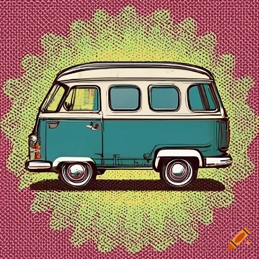 Vintage van in a pop art style