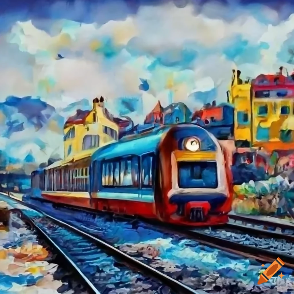 Monochromatic Train Drawing on Railroad Tracks Stock Illustration -  Illustration of 3840x2160, renderings: 301347582