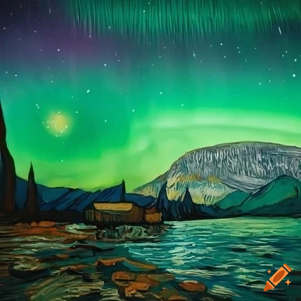Northern lights in the style of van gogh