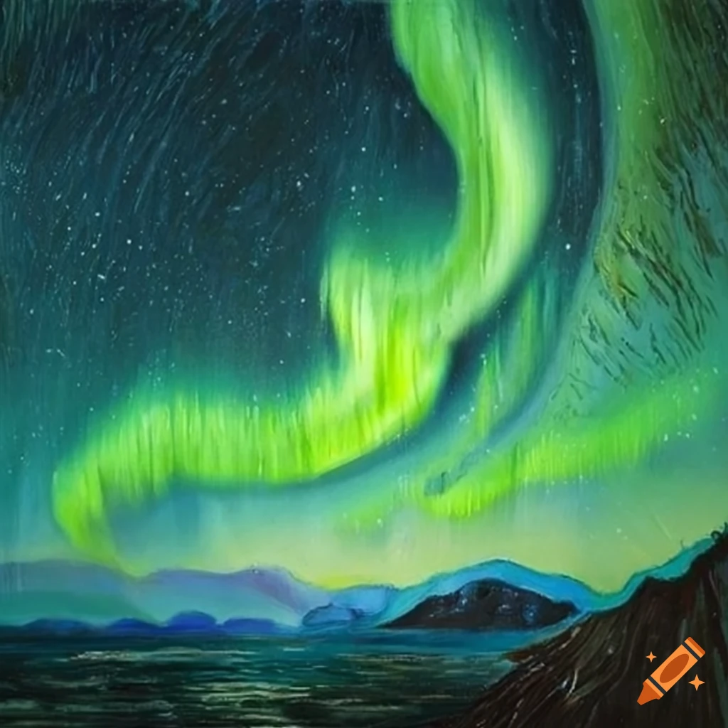 Northern lights in the style of van gogh
