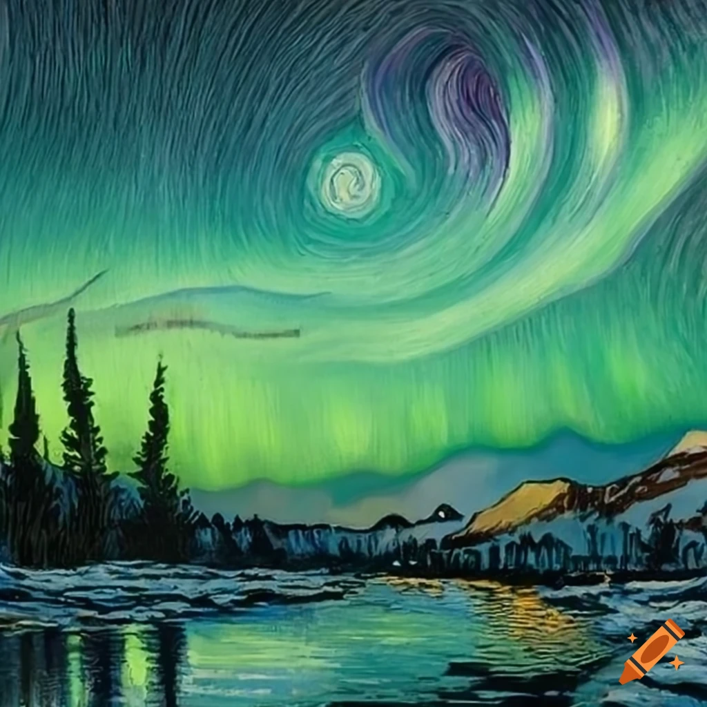 Northern lights in the style of van gogh