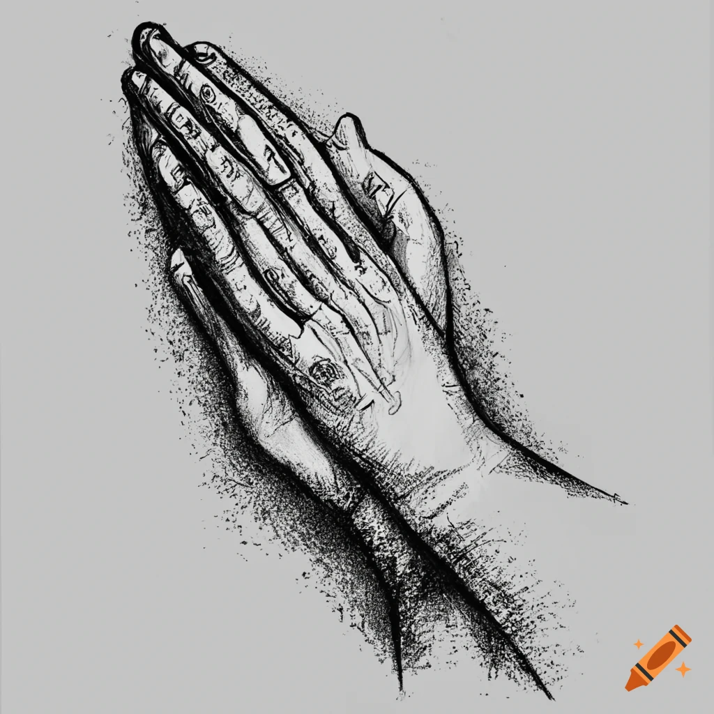 Praying hands line art drawing illustration. Praying hands drawing 6033277  Vector Art at Vecteezy