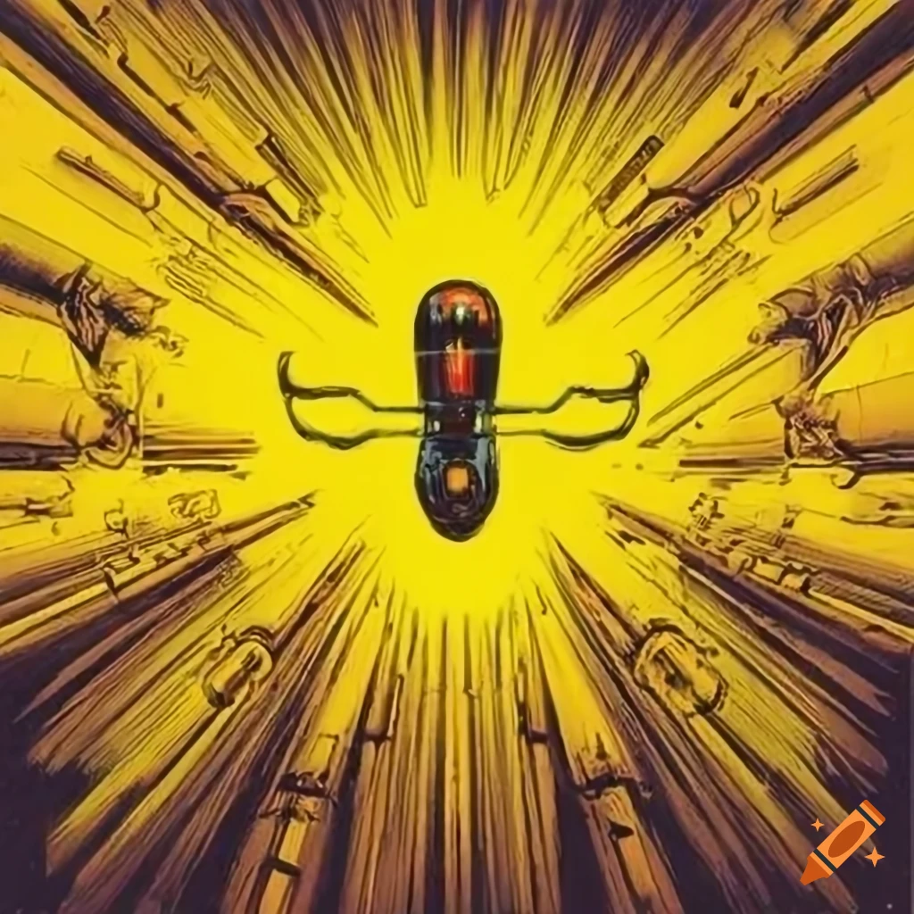 70s sci fi forcefield yellow art