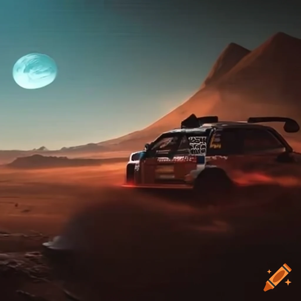 Alien Planet Racing A 90s rally car driving on a alien planet on Craiyon