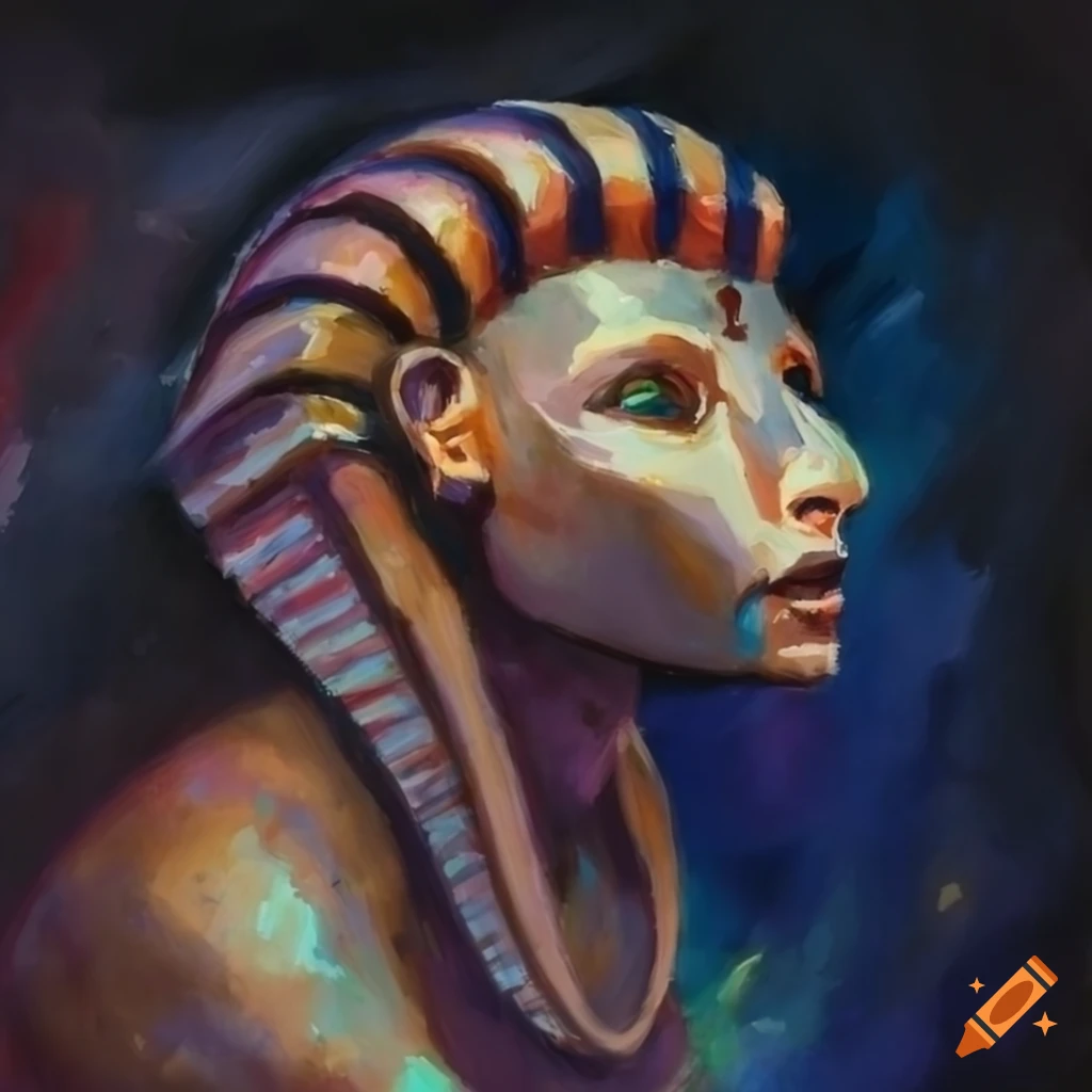Gouache painting of sphinx, dark lighting , 8k