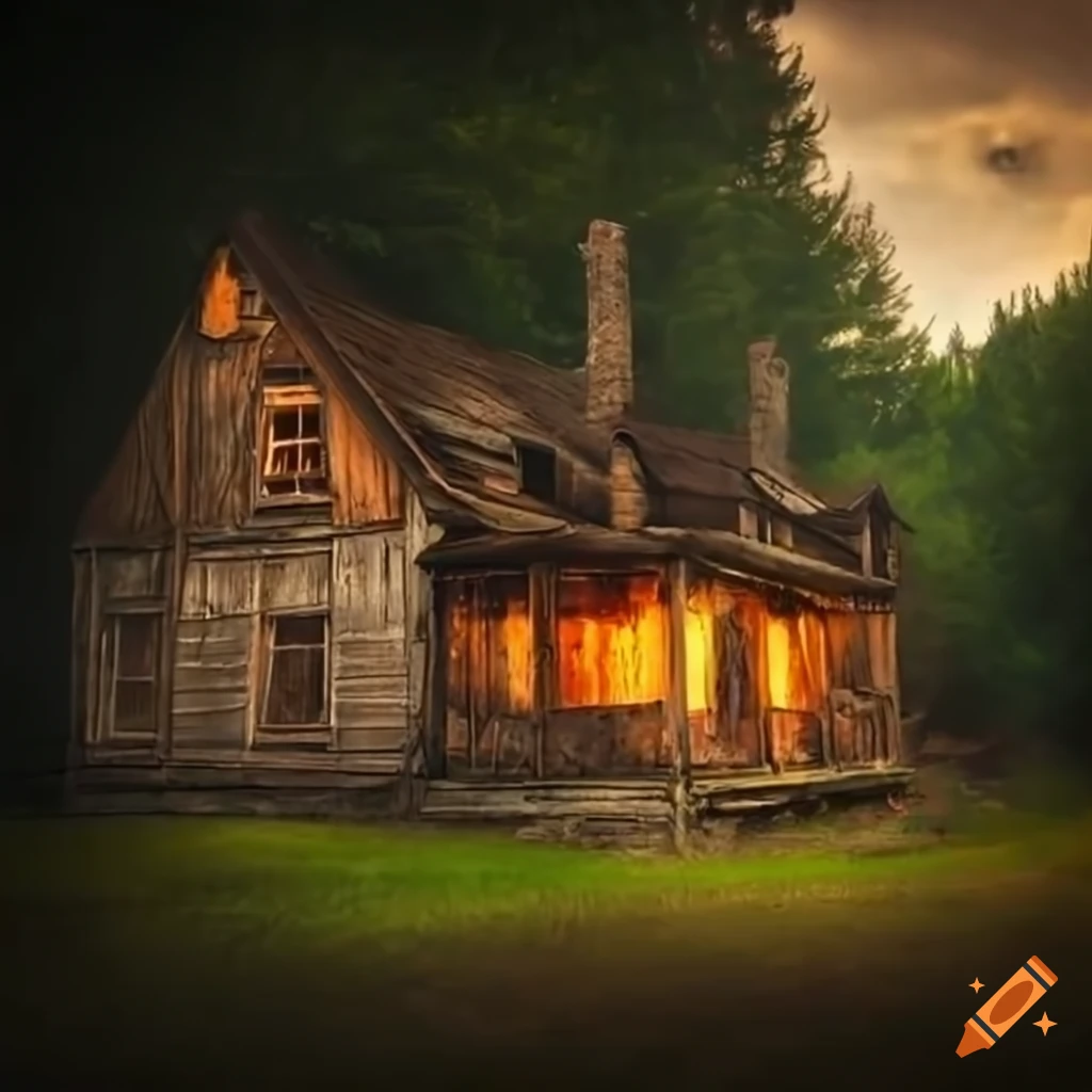 an old cozy house among the trees
