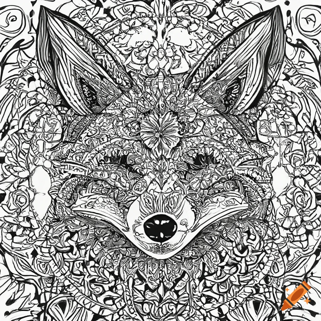 Coloring page for adults, mandala, mythical creature, white background,  clean line art, fine line art, —hd—ar 2:3 on Craiyon