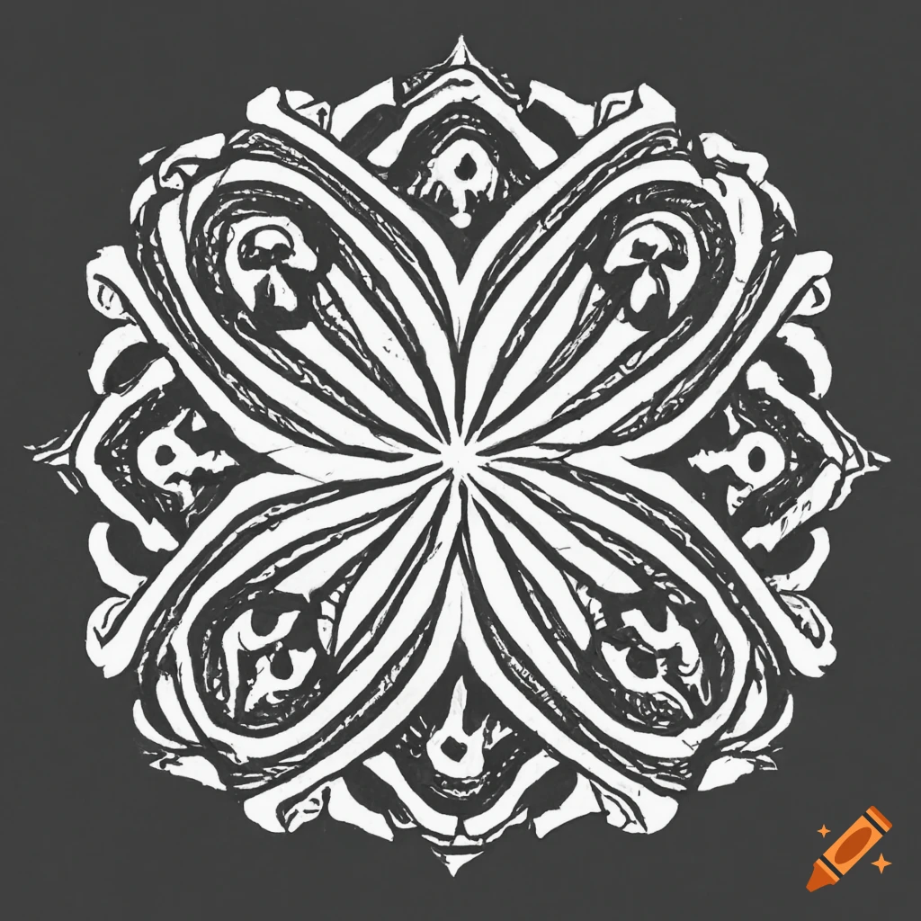 Simple symmetrical pattern, pencil drawing, logo on Craiyon