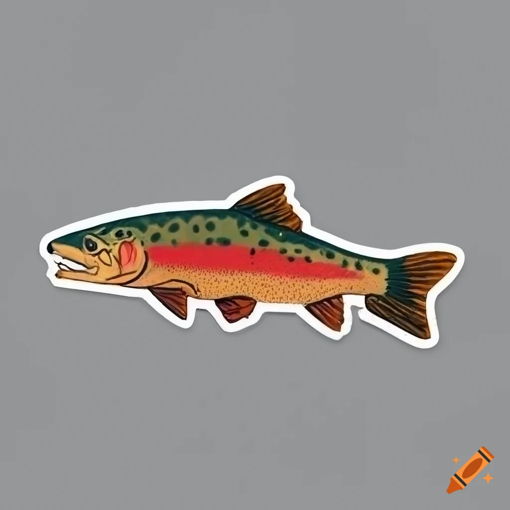 Brook trout, simple, sticker, white background on Craiyon