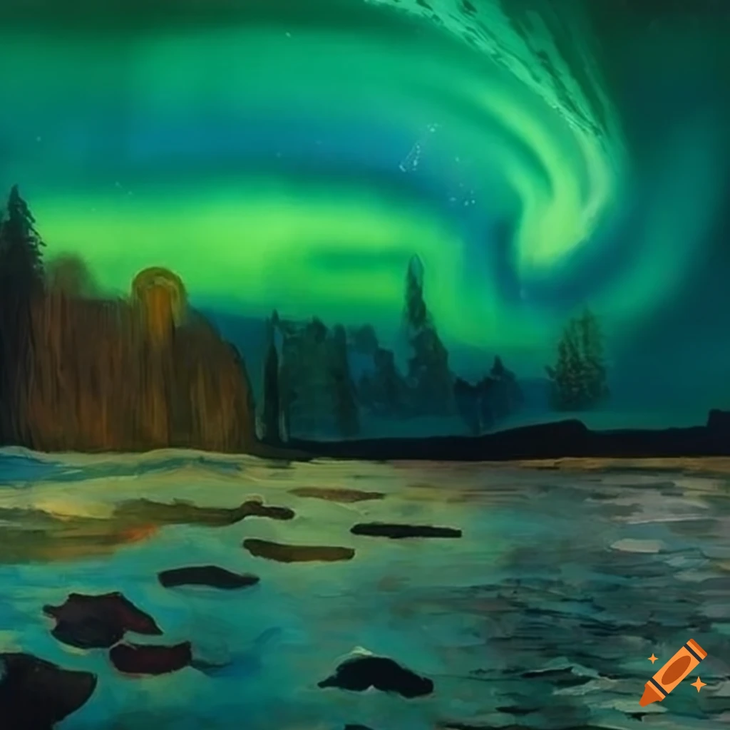 Northern lights in the style of van gogh
