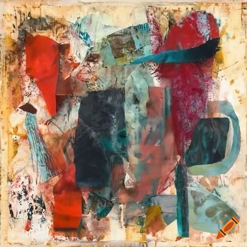 Mixed - media collage abstract painting in the style mark bradford ...