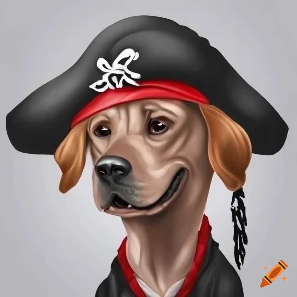 Caricatura de perro labrador retriever vestido de pirata