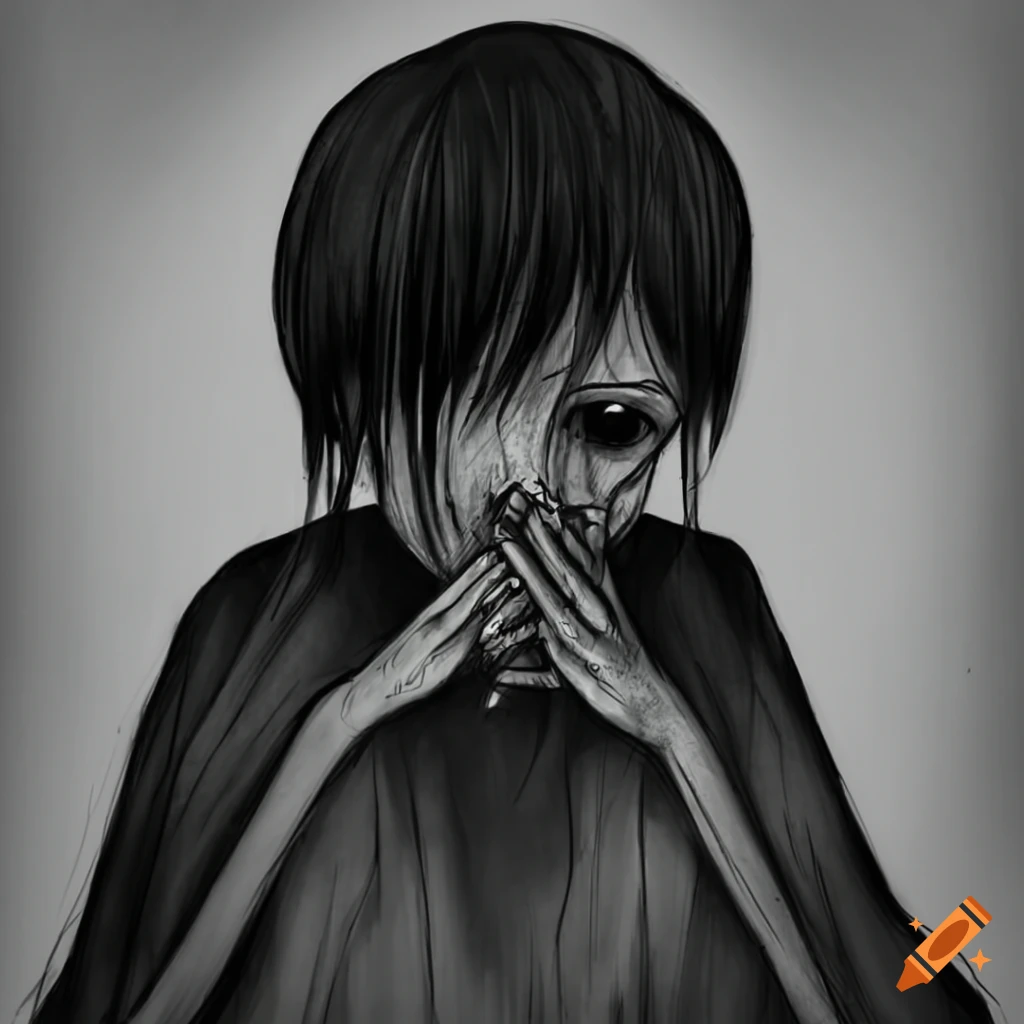 Desenho de pessoa triste dark