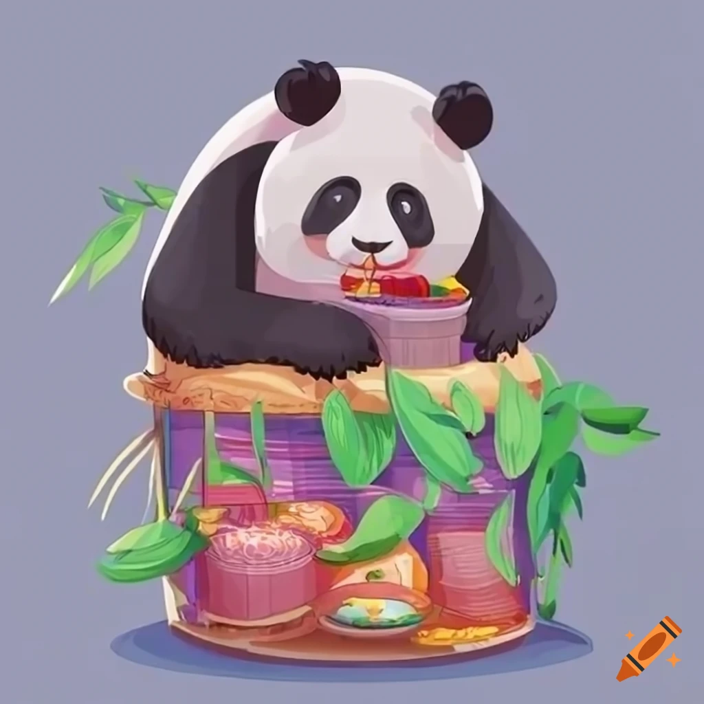 Cute kawaii panda illustration on Craiyon