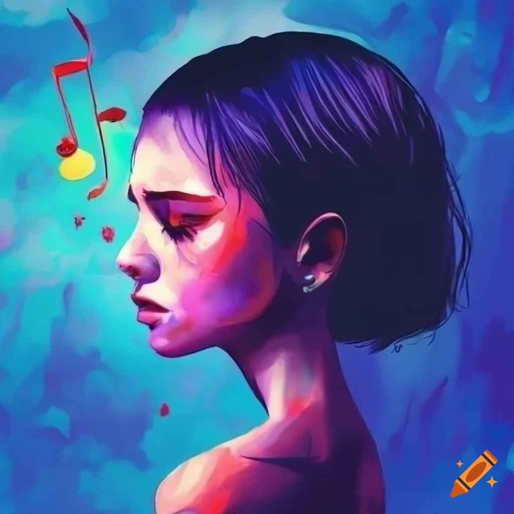 Melancholy dessin for sad music song with beautiful colors, high