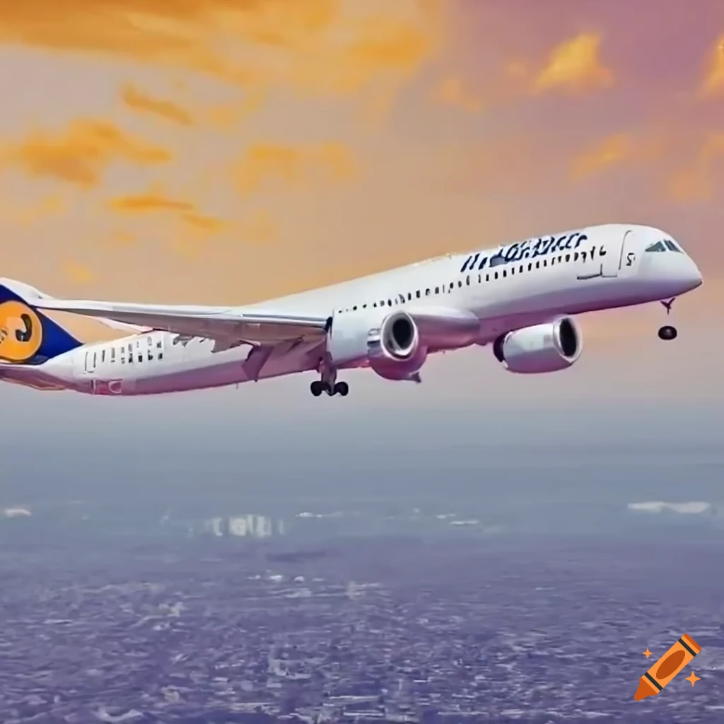 Lufthansa promotional campaign hunt for your summer adventures for young  audience. include a sign of a plane, skyline and sun. the style is vibrant,  colourful and dreamy on Craiyon