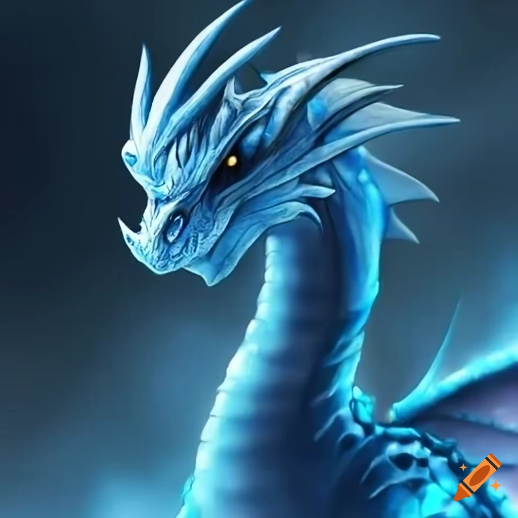 A light blue animated dragon on Craiyon