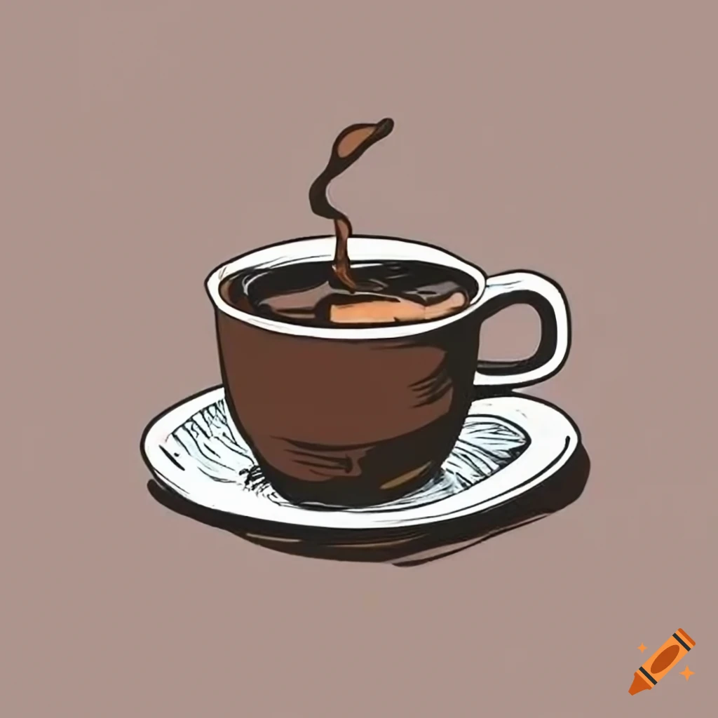 Simple drawing of a cute cup of coffee with text i need coffee on Craiyon