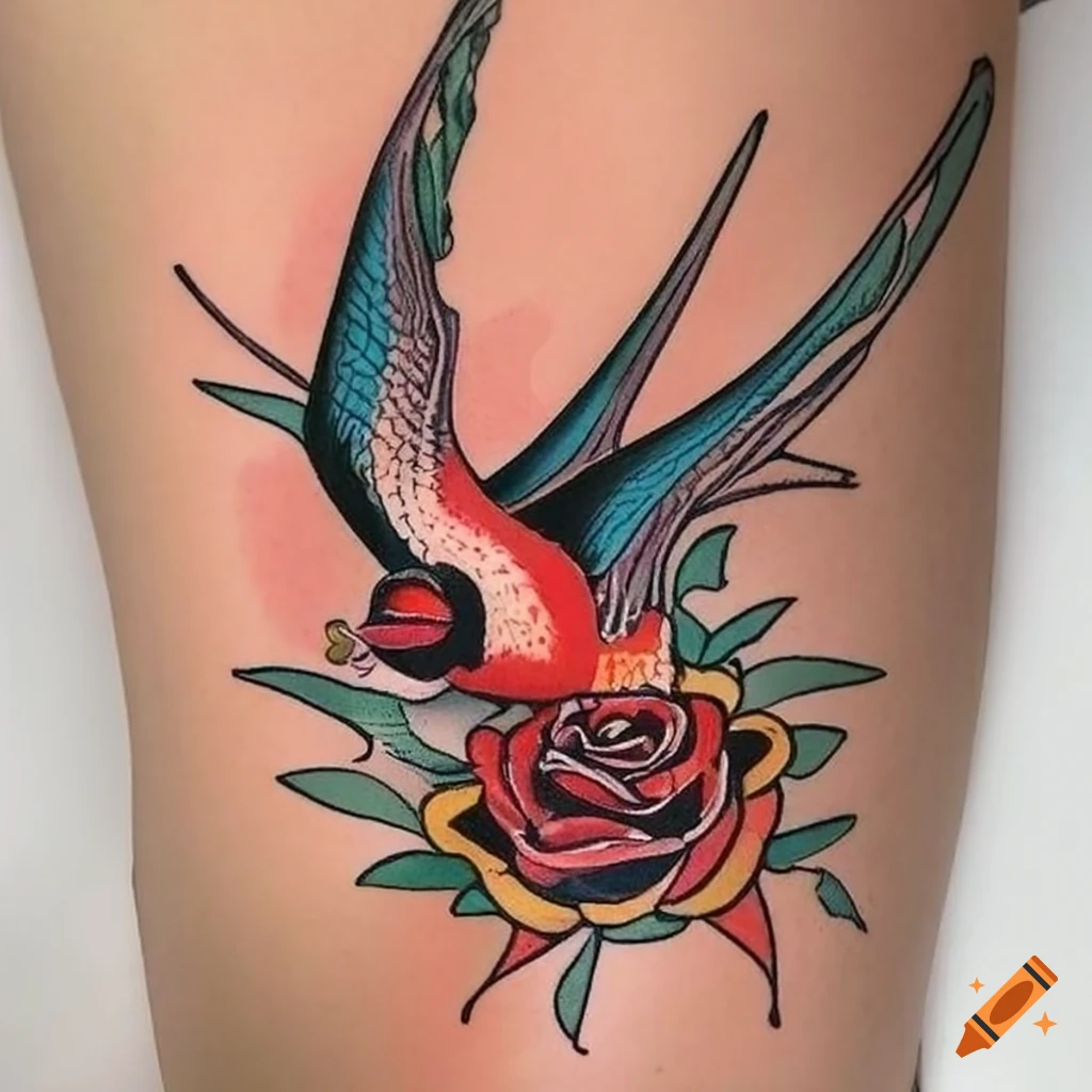 Traditional Swallow - Sienna Miller Tattoo – Tattoo for a week