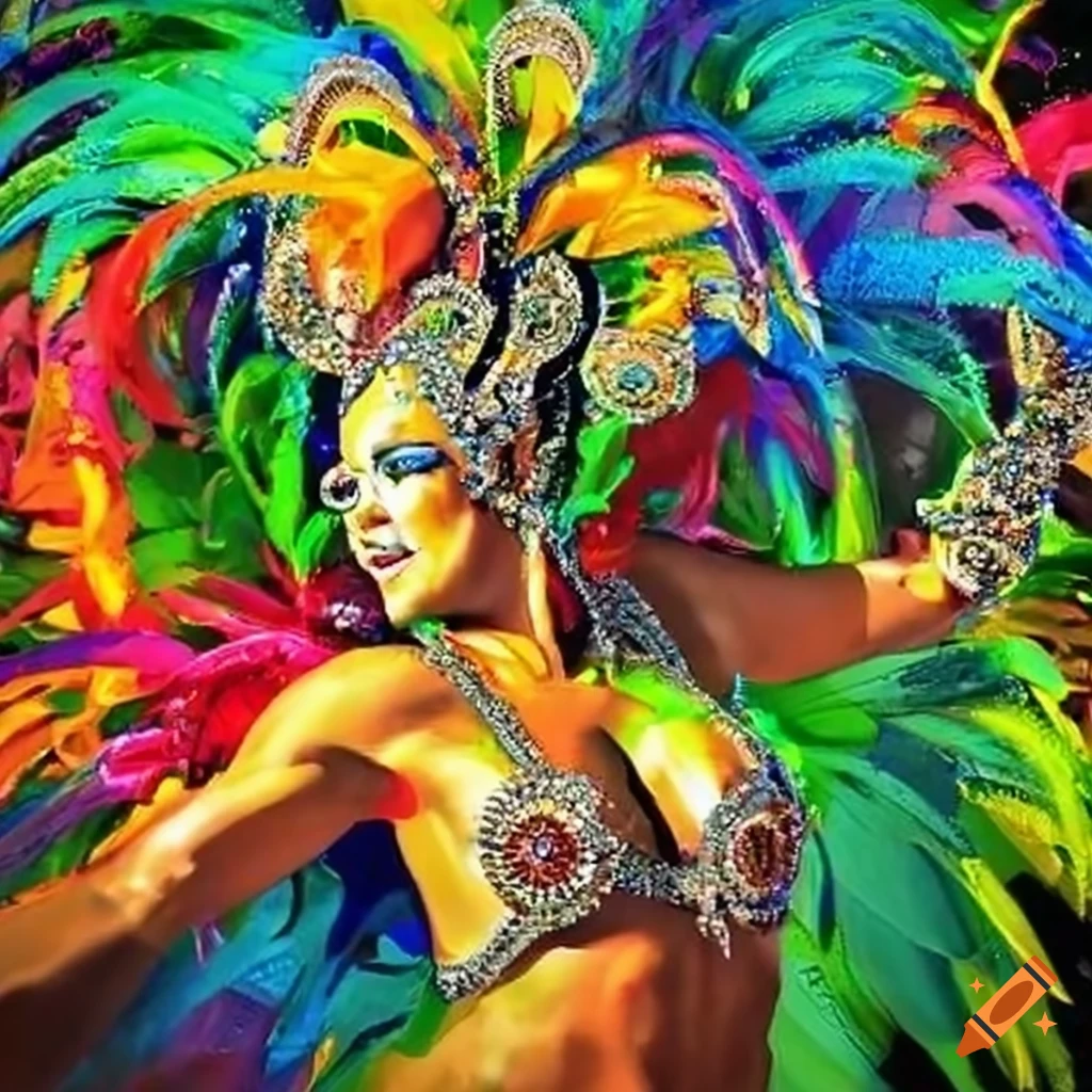 Vibrant Brazilian Carnival with Samba Dancers and Colorful