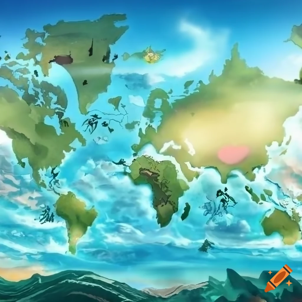 Create me a fantasy world map with in it seven different countries of