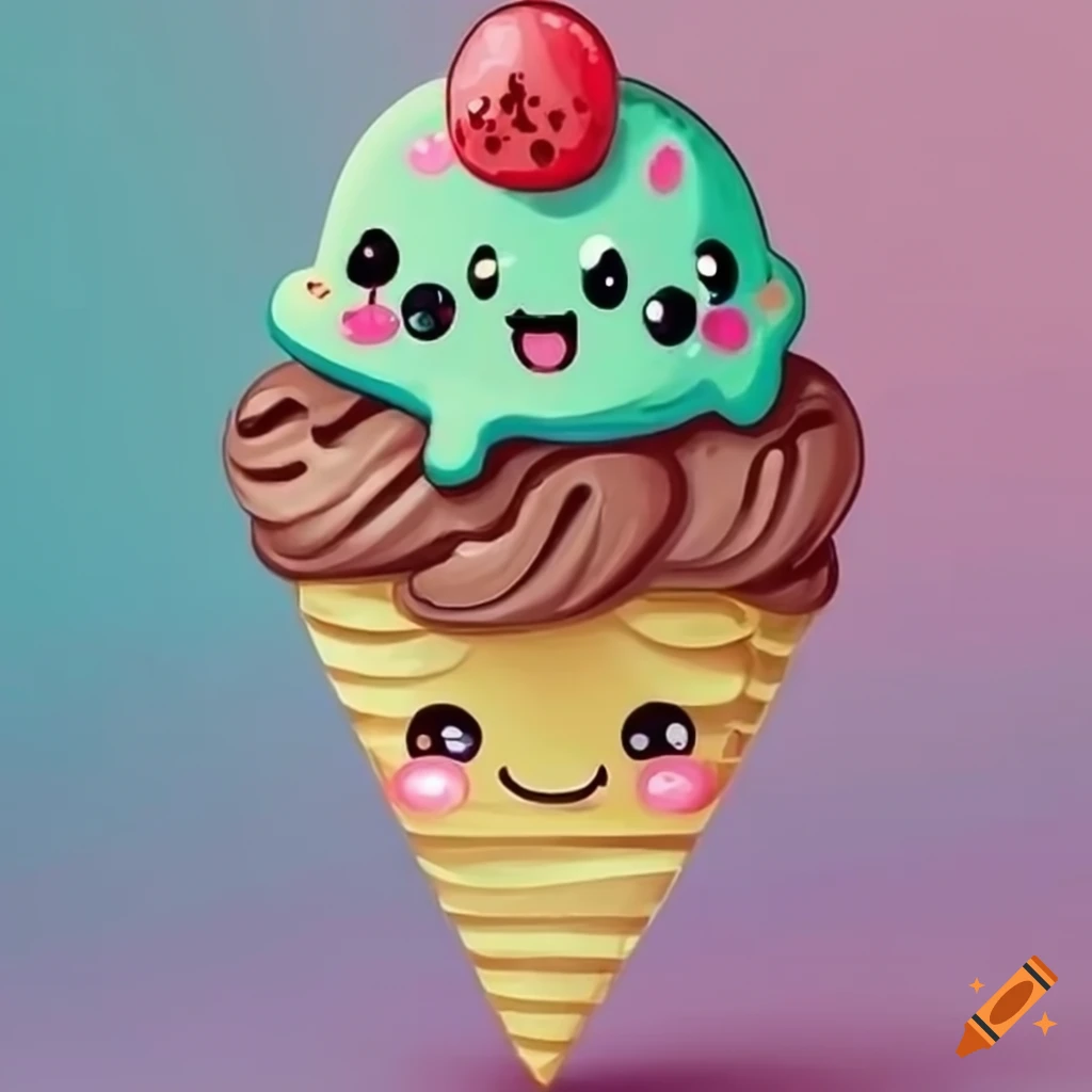 Cute Kawaii Anime Food Pink Ice Cream