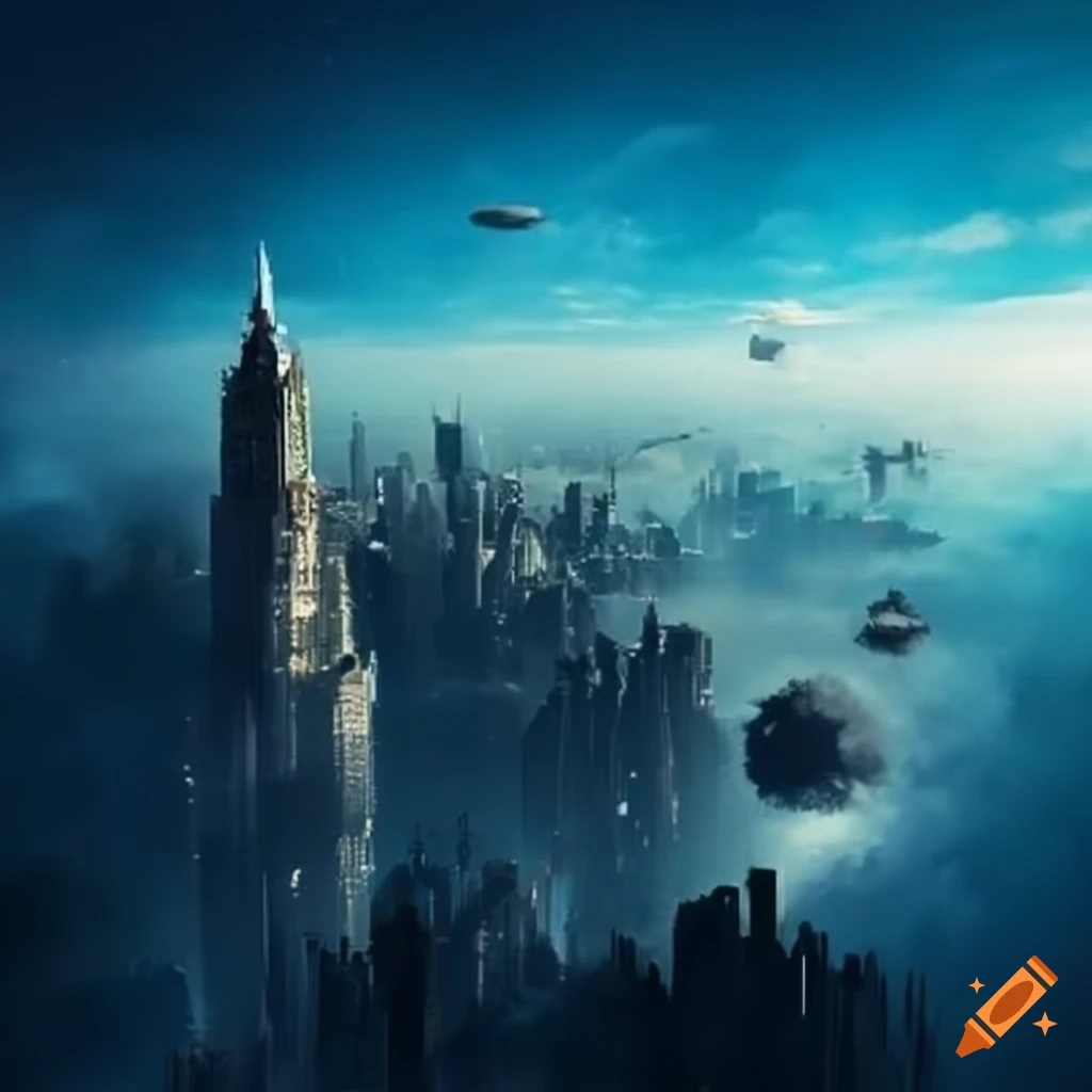 Fantasy city floating in the clouds on Craiyon