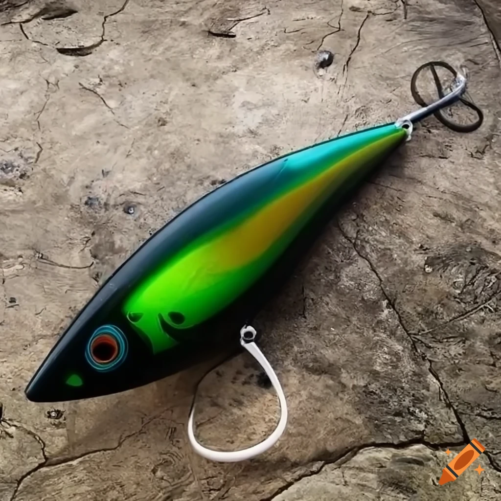 Prototype salt water lure top water large aggressive popper concept,-  bunker fish stylings on Craiyon