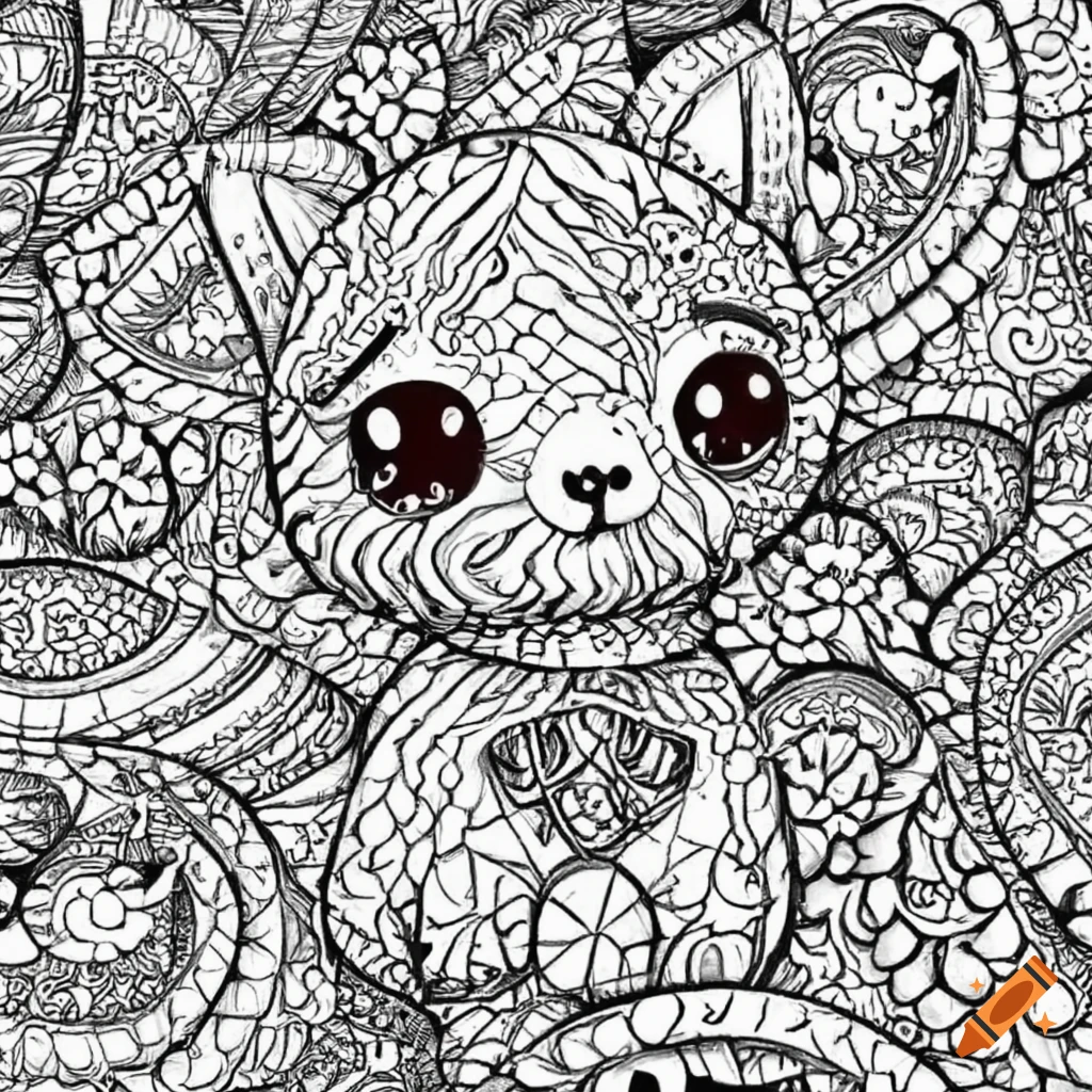 A cute black and white pattern for kawaii coloring enthusiasts on Craiyon